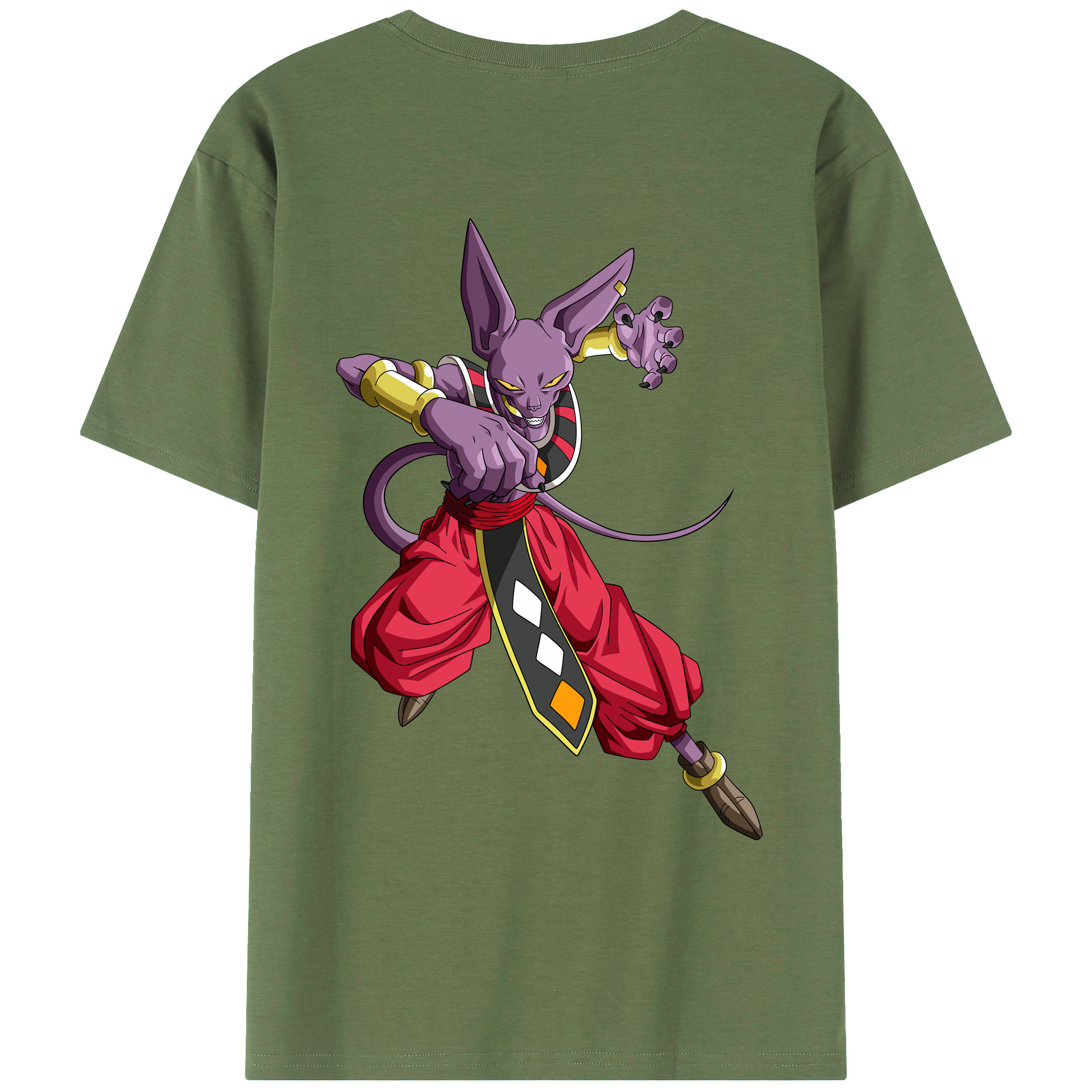 （画像用） ドラゴンボール ビルス 破壊神ビルス DRAGON BALL Beerus Birusu 綿100％ メンズ半袖Tシャツ（バックプリント） 通気性
